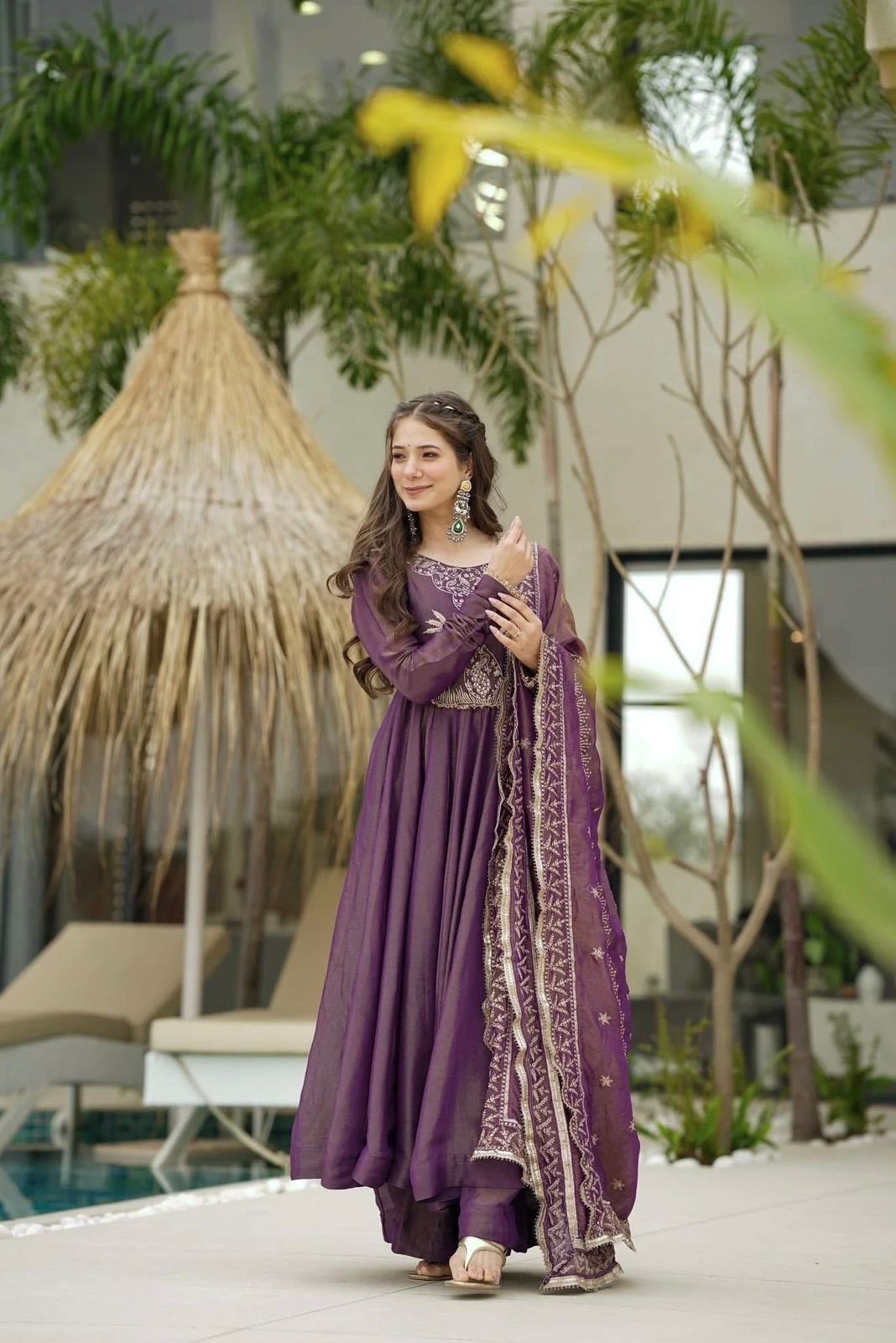 Designer partywear Gown with Dupatta