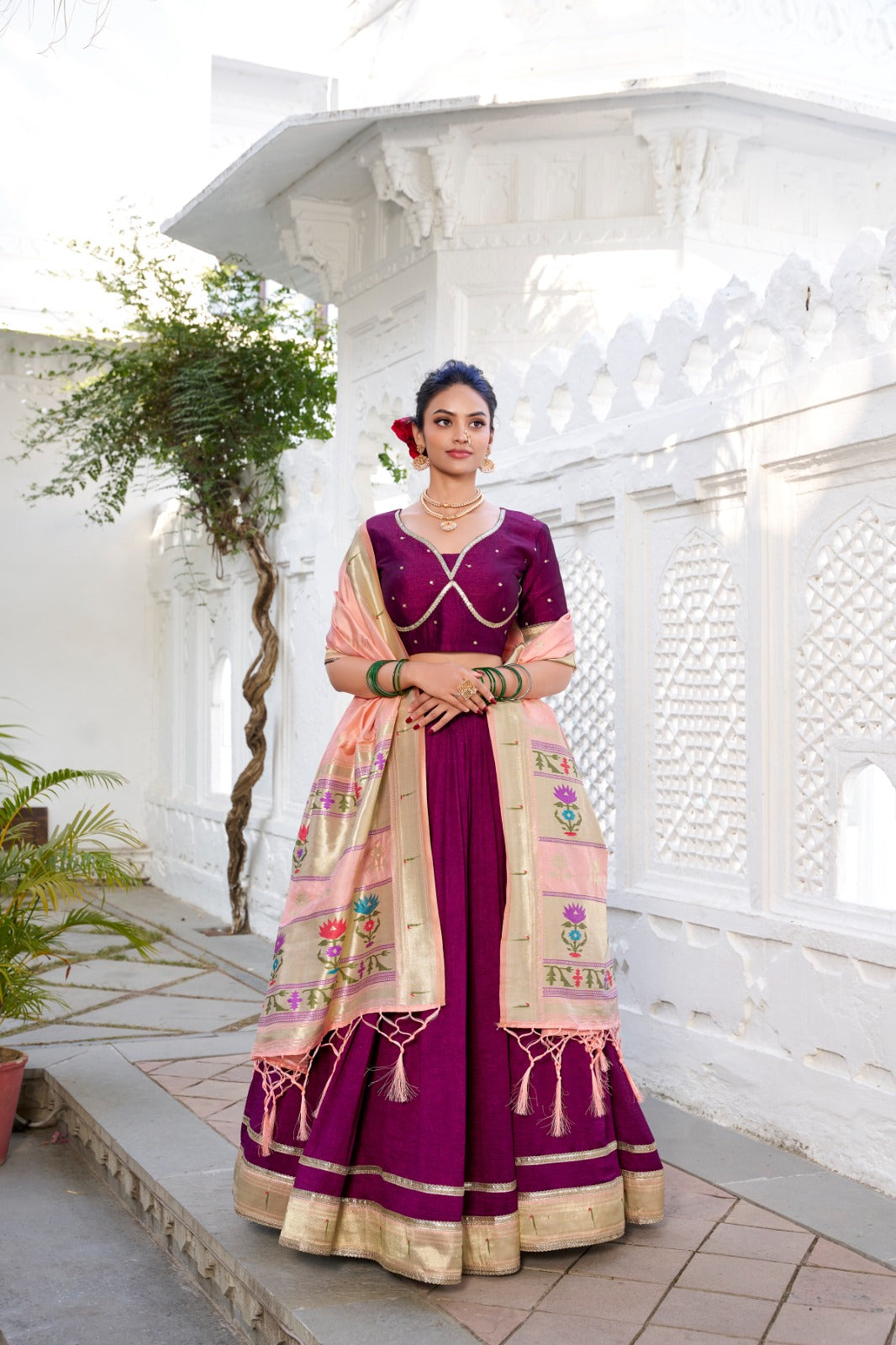 Vichitra Silk Lehenga Set