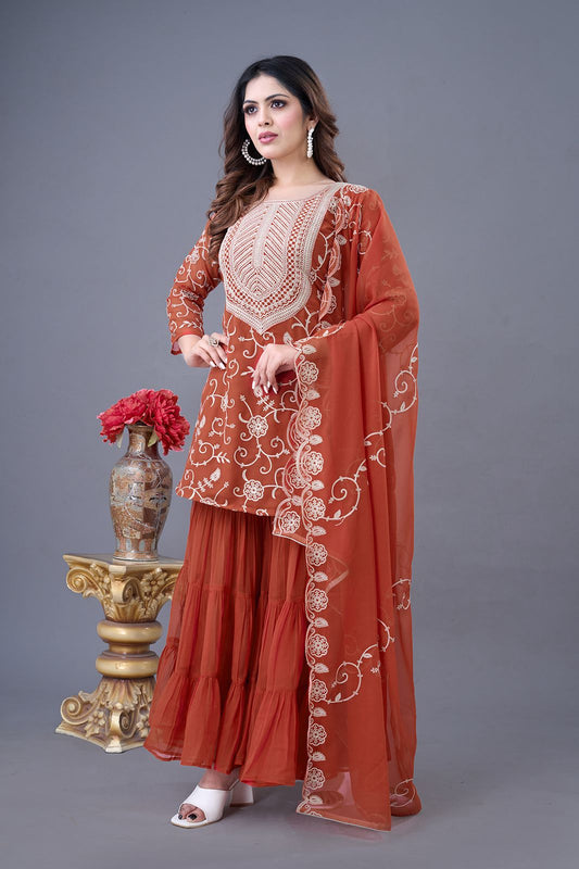 Designer Partywear Top-Shahara and Dupatta