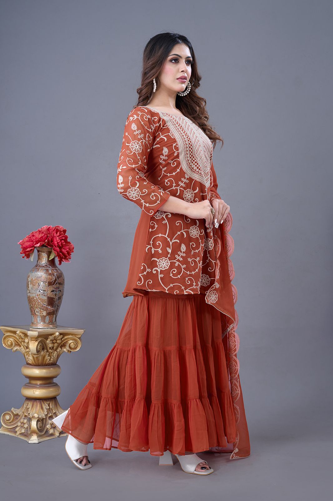 Designer Partywear Top-Shahara and Dupatta