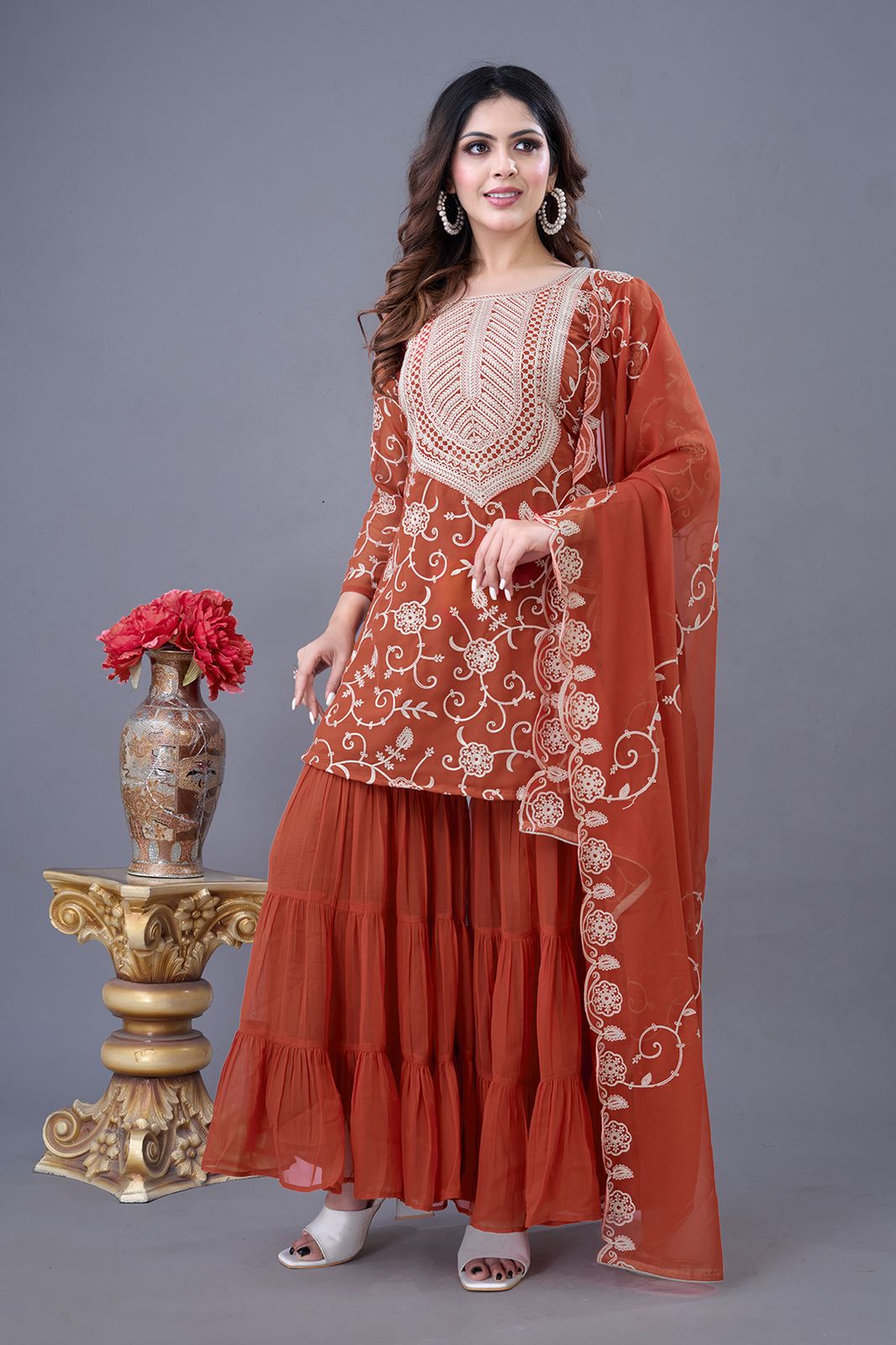 Designer Partywear Top-Shahara and Dupatta