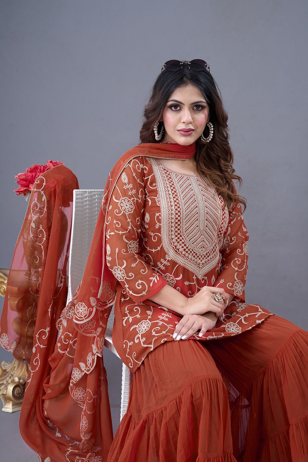 Designer Partywear Top-Shahara and Dupatta