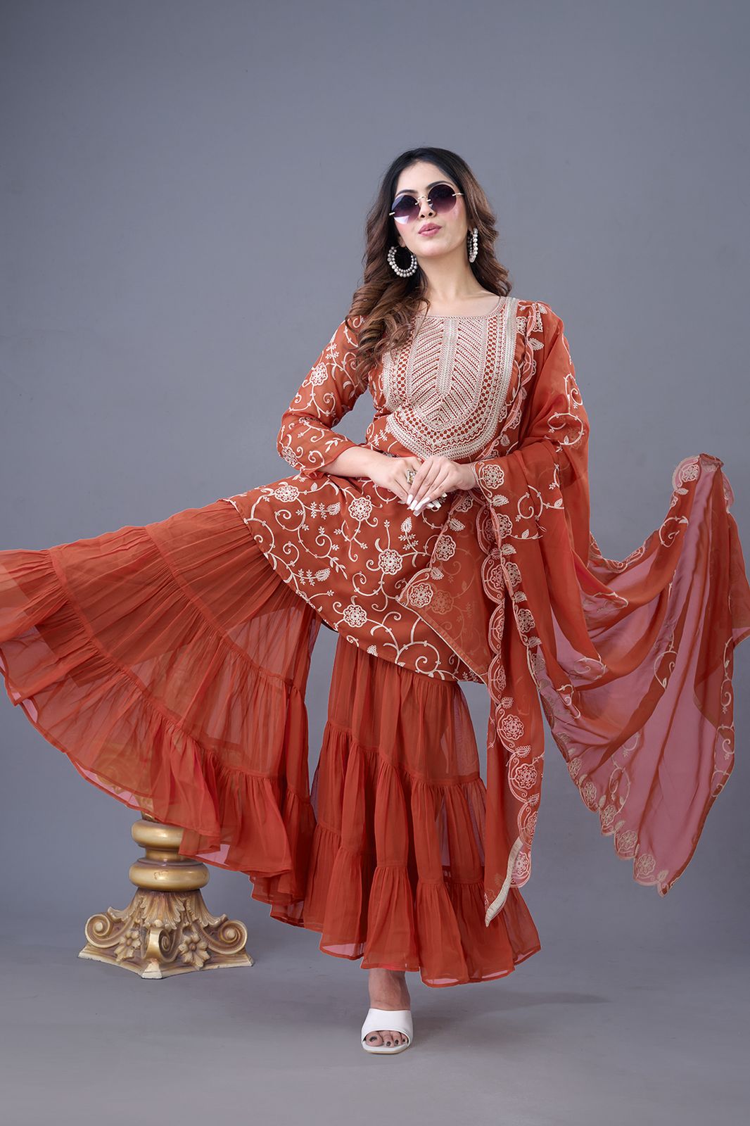 Designer Partywear Top-Shahara and Dupatta