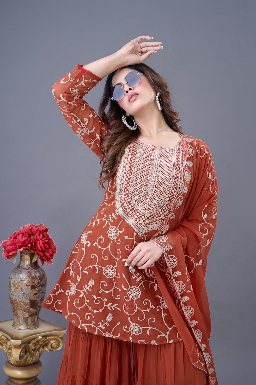 Designer Partywear Top-Shahara and Dupatta