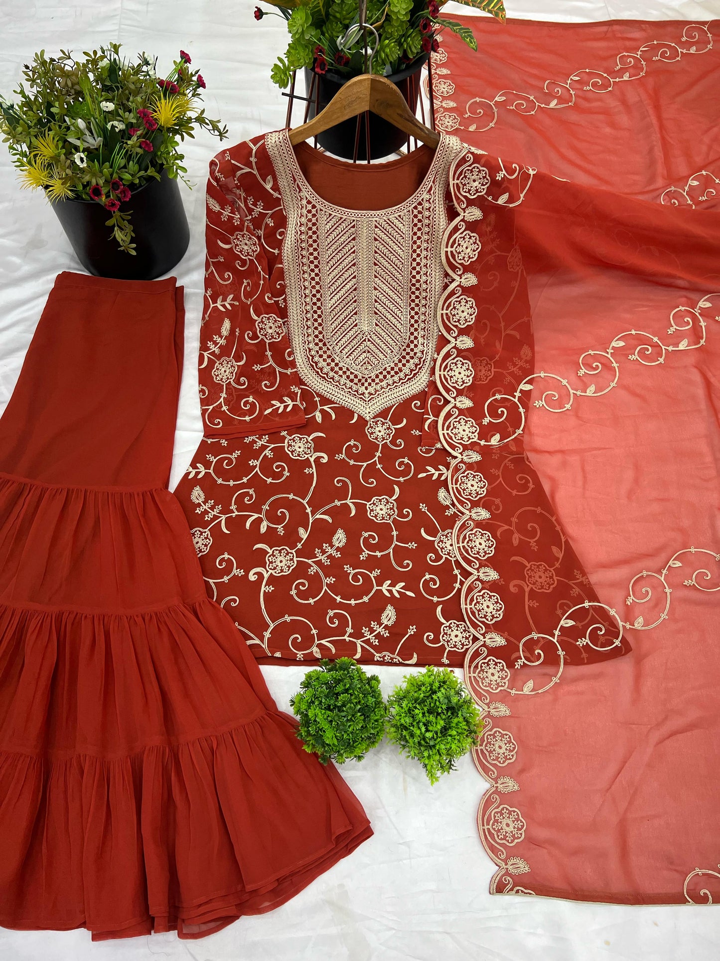 Designer Partywear Top-Shahara and Dupatta