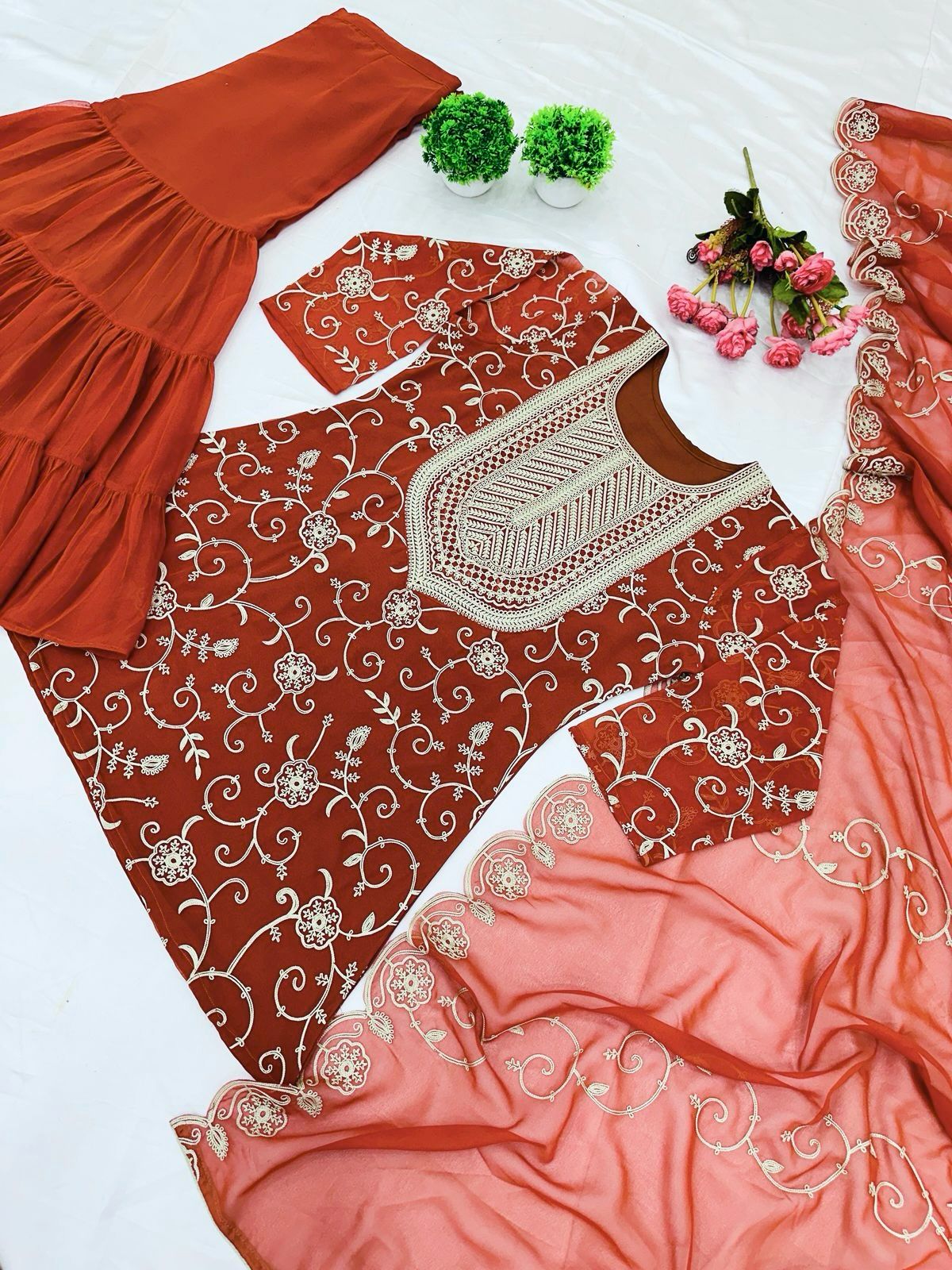 Designer Partywear Top-Shahara and Dupatta